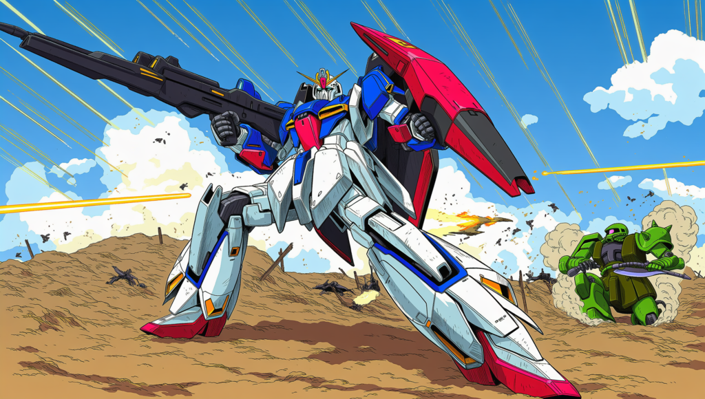 V4,5 ガンダムVSザク　戦闘風景　レトロアート