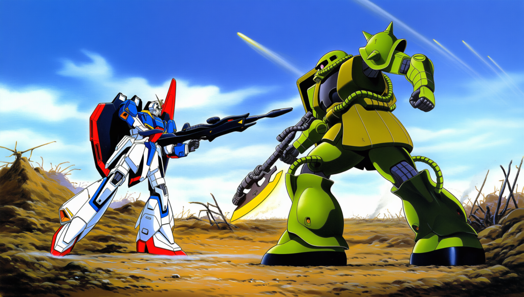 V4,5 ガンダムVSザク　戦闘風景　レトロアート