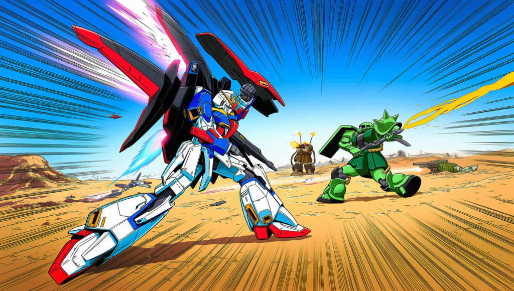 V4,5 ガンダムVSザク　戦闘風景　レトロアート