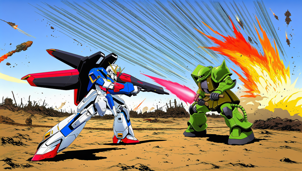 V4,5 ガンダムVSザク　戦闘風景　レトロアート