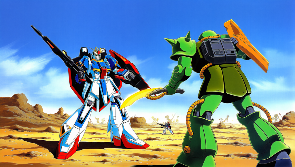 V4,5 ガンダムVSザク　戦闘風景　レトロアート
