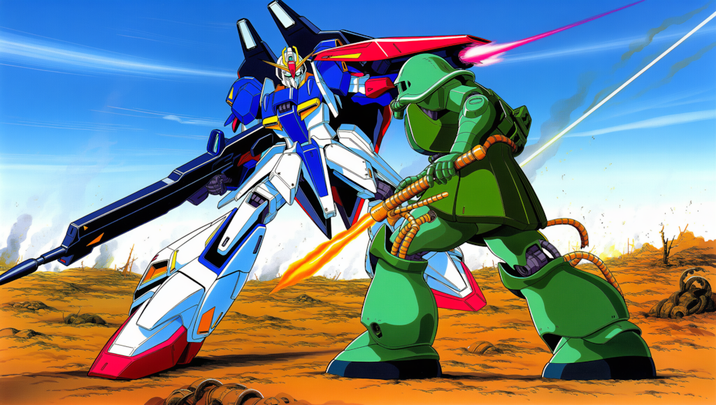 V4,5 ガンダムVSザク　戦闘風景　レトロアート