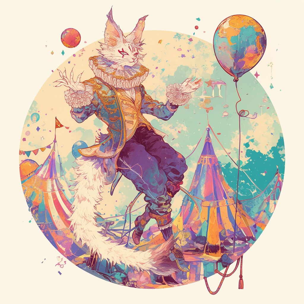 白猫ピエロ、風船ジャグリング