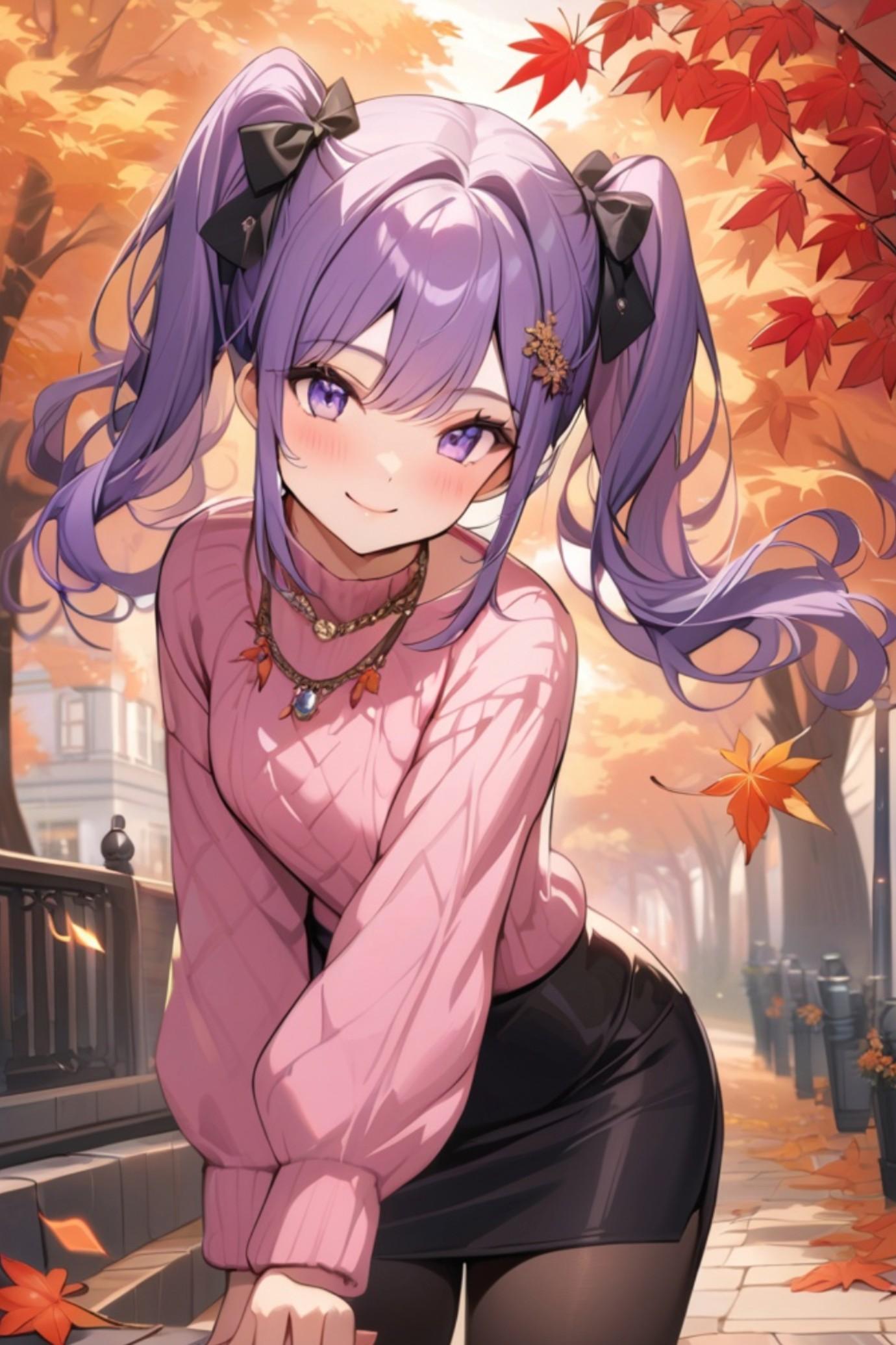 秋の紫髪ちゃん | の人気AIイラスト・グラビア