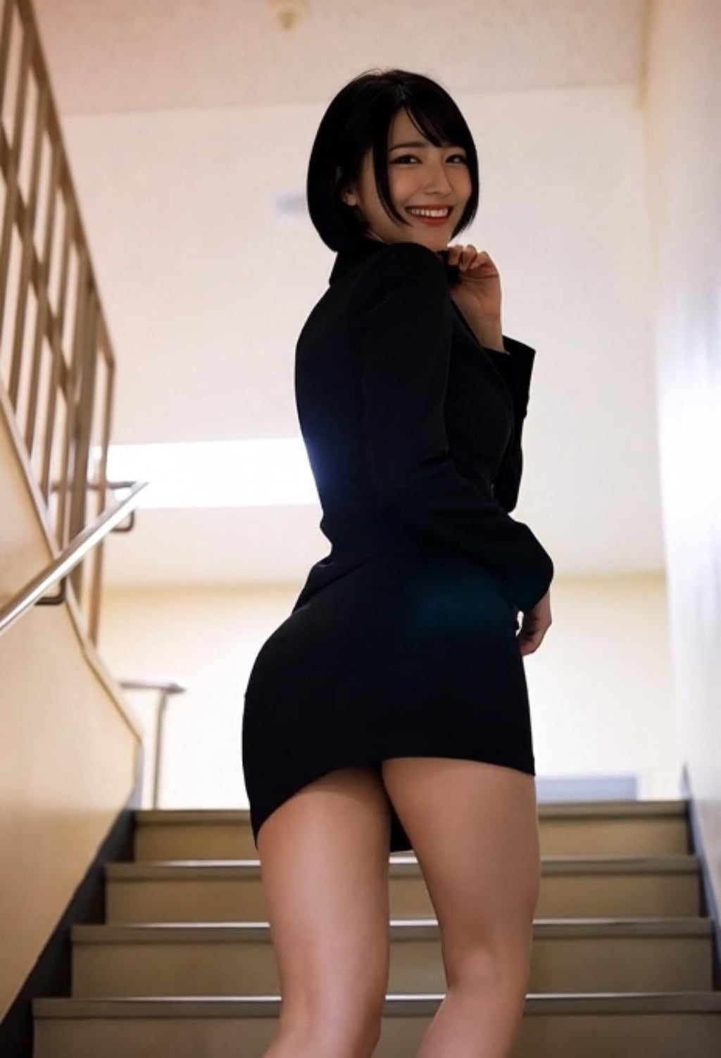 OL、階段の微笑み