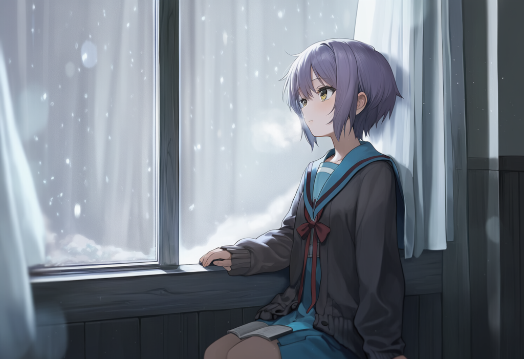 雪、無音、窓辺にて