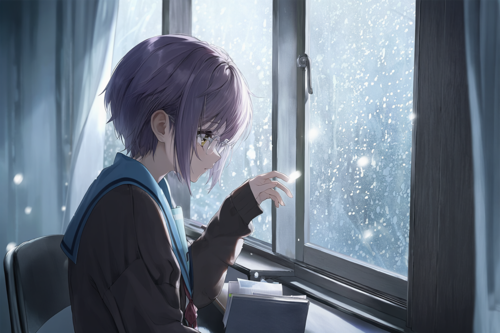 雪、無音、窓辺にて