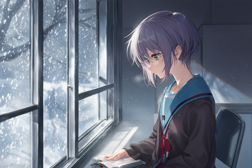 雪、無音、窓辺にて