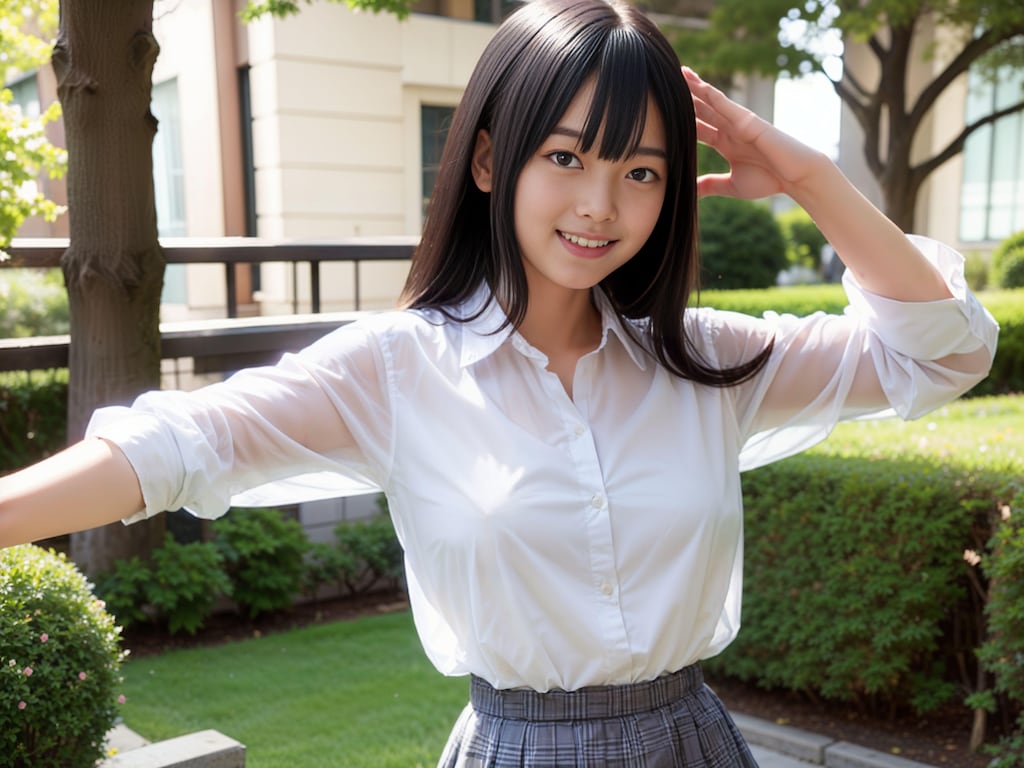 制服ノーブラ娘