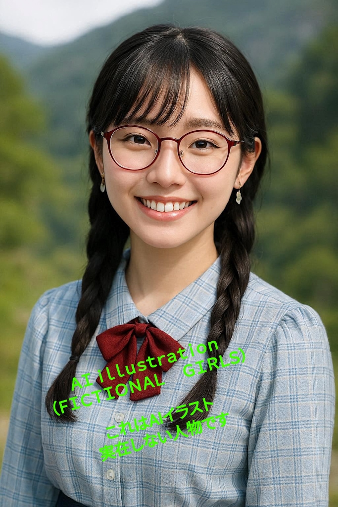 伊達メガネの三つ編み美少女