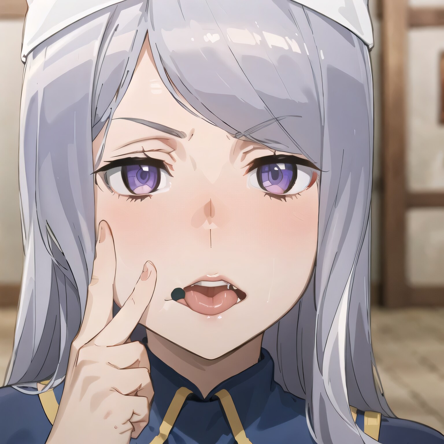 銀髪ロングの舌出し少女４ | の人気AIイラスト・グラビア