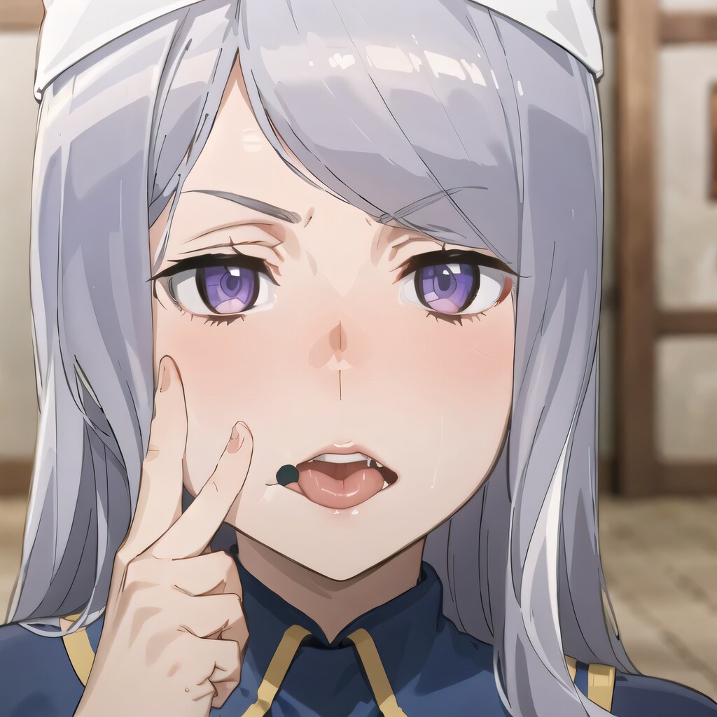 銀髪ロングの舌出し少女４