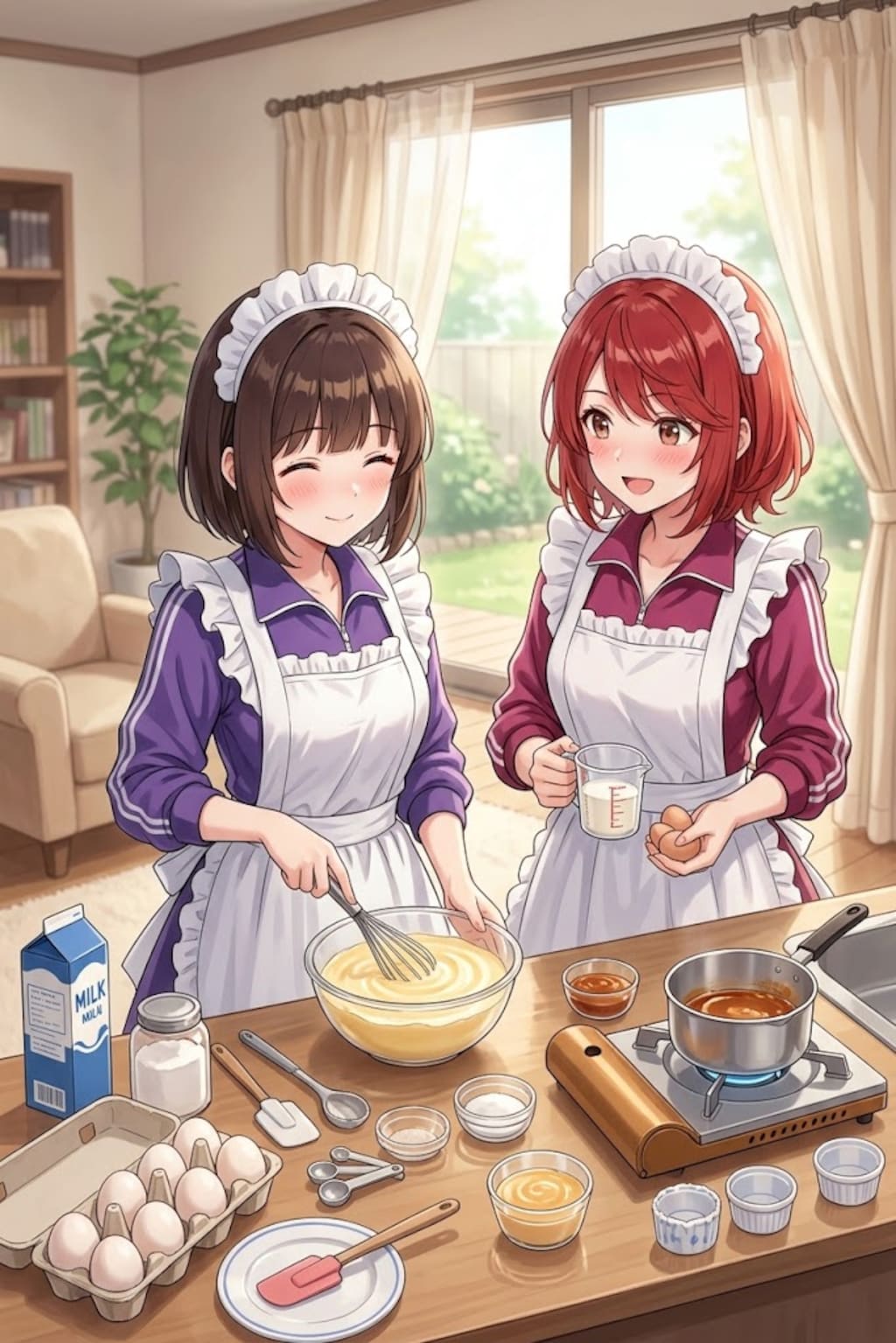 仲良くプリン作り🍮