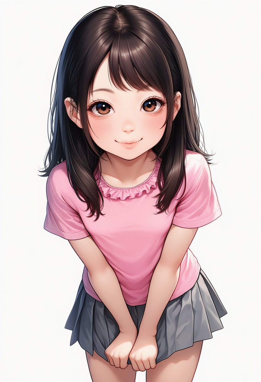 ピンクな彼女前かがみ