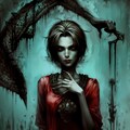 血塗られた美女と悪魔の手が織り成す禍々しいホラーアート 2枚目
