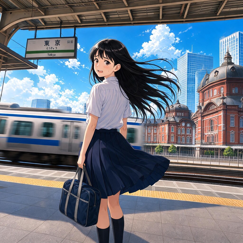 駅のホームの少女