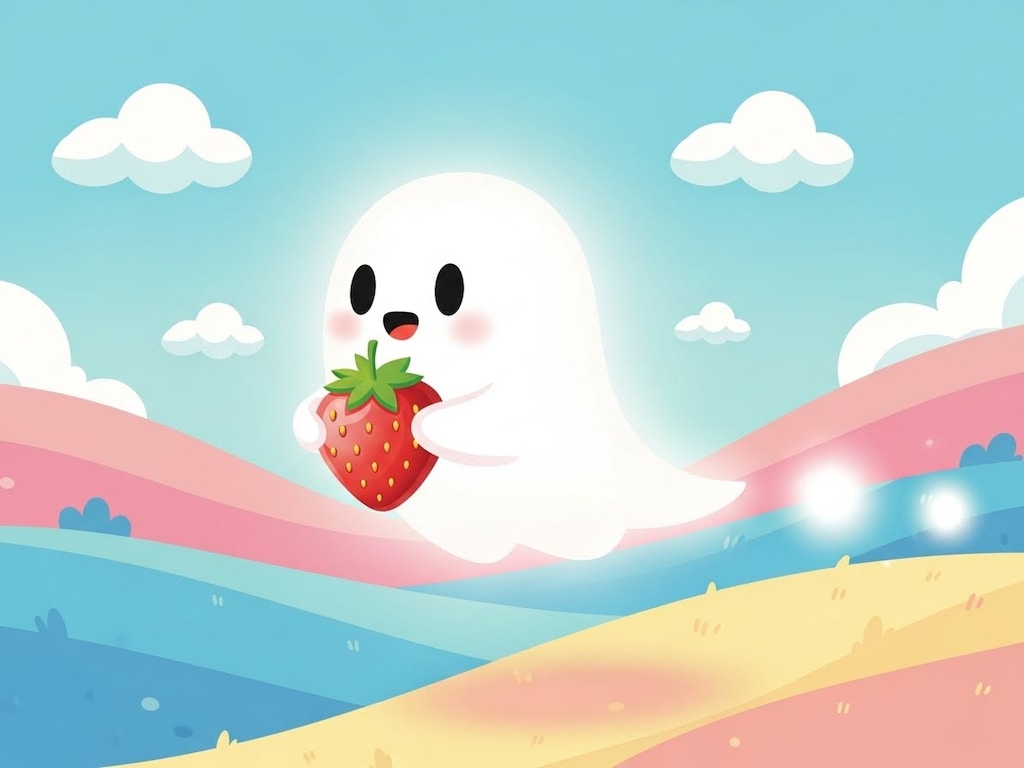 苺を運ぶお化けさん