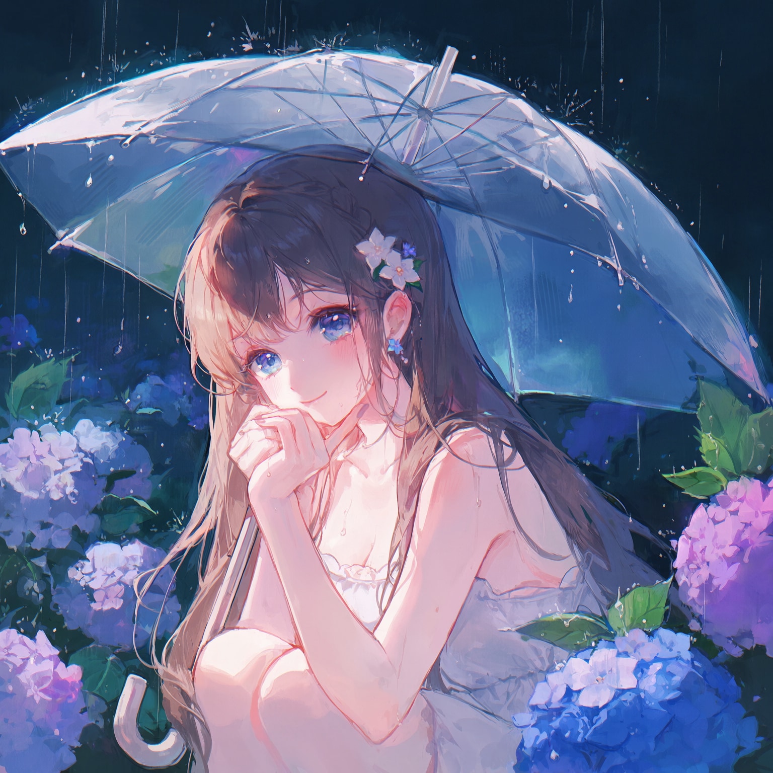 紫陽花と少女