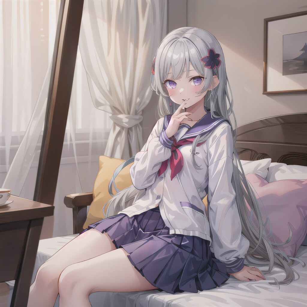 灰髪ロングでセーラー服の少女２