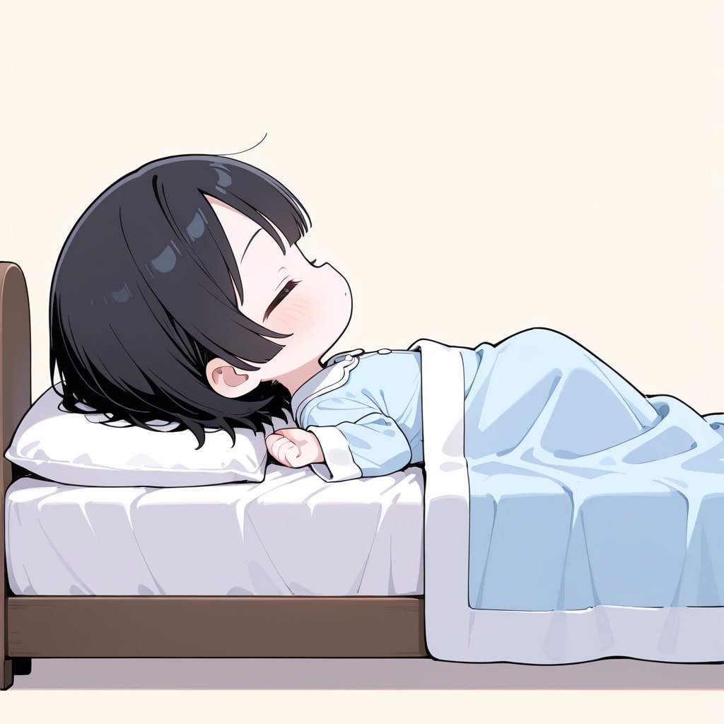ベッドで眠る