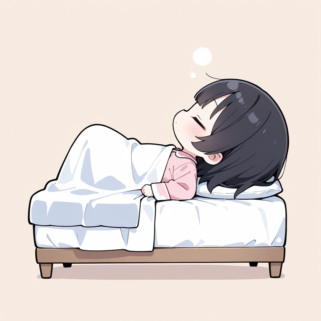 ベッドで眠る