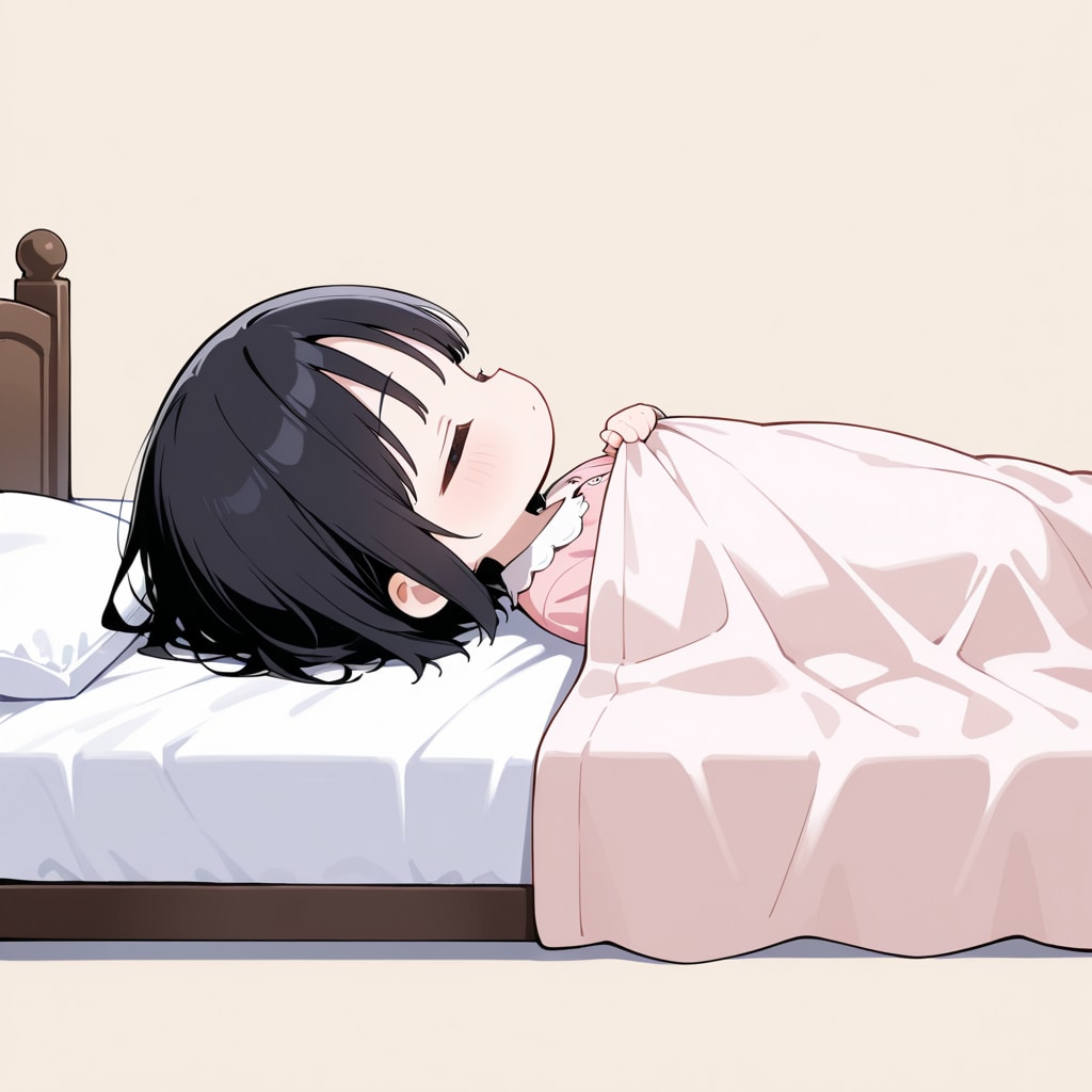 ベッドで眠る