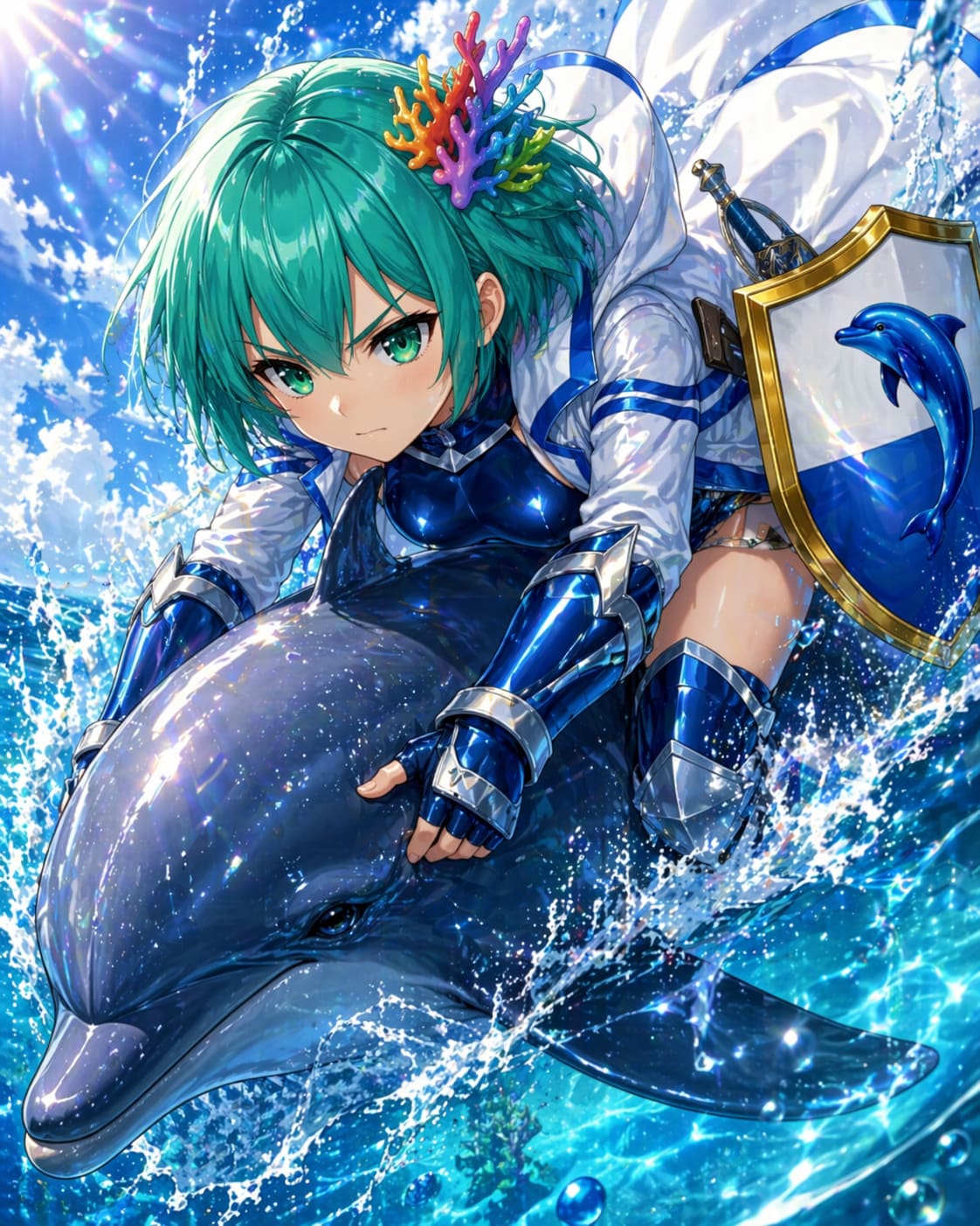 波の上をゆくイルカ騎士 | の人気AIイラスト・グラビア