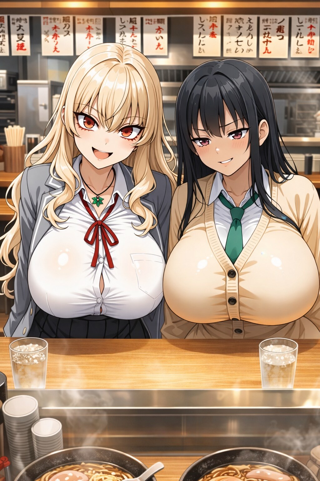 (隣の子、おっぱいデカ過ぎでしょ…当たってる…)って内心思ってる二人