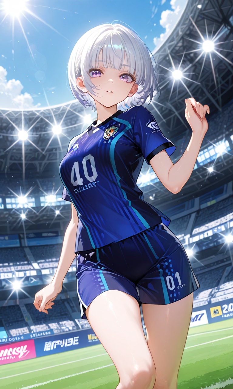 サッカー場にいる少女選手
