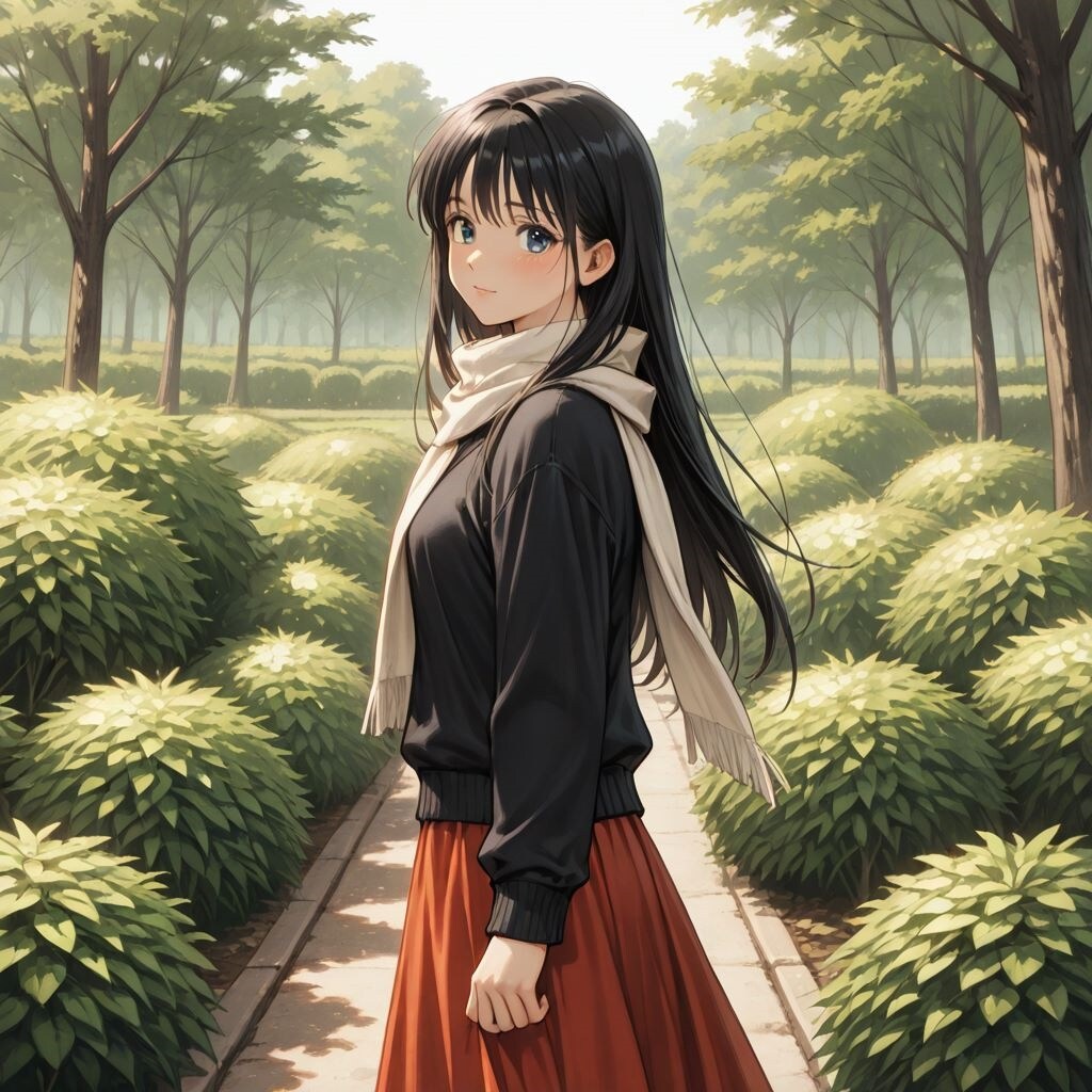 お散歩、見返り美人