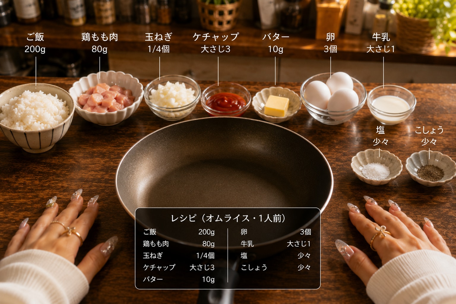 レシピ→完成