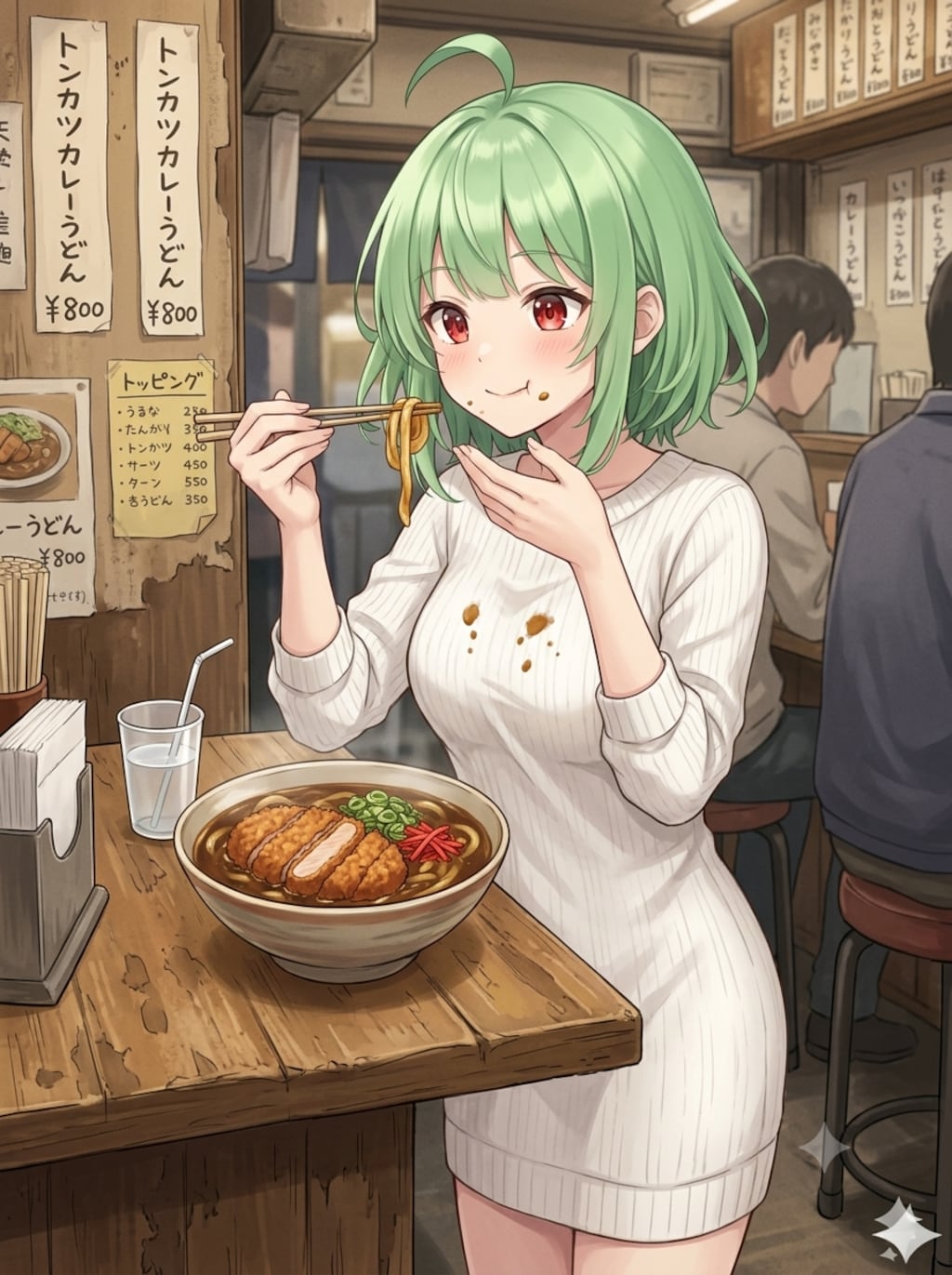 カレーうどんVS白い服