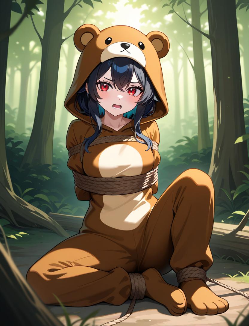 縛られ着ぐるみクマ少女