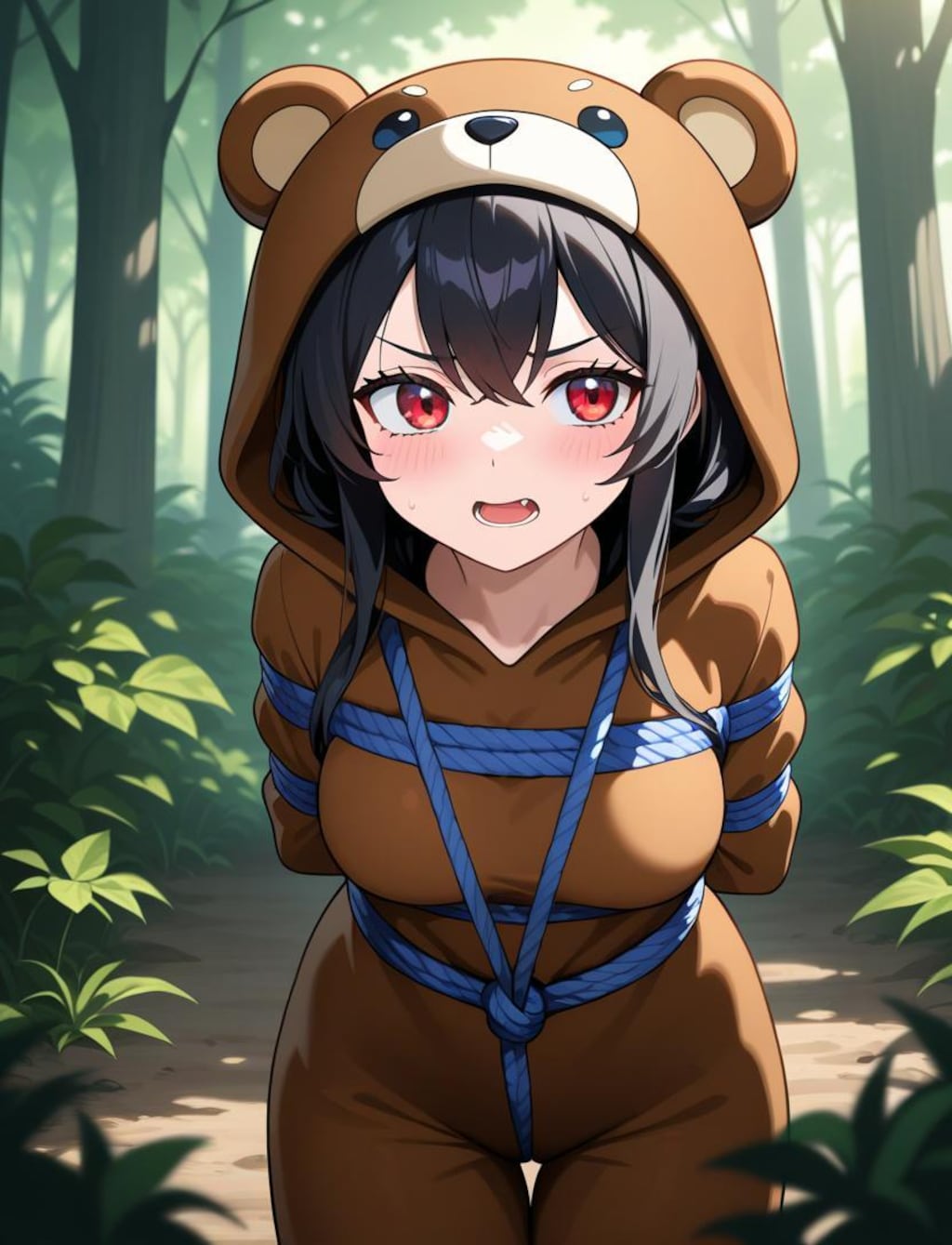 縛られ着ぐるみクマ少女