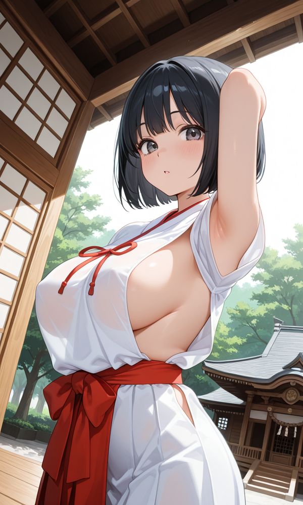 巨乳エロ巫女服ちゃん（魚眼レンズ）