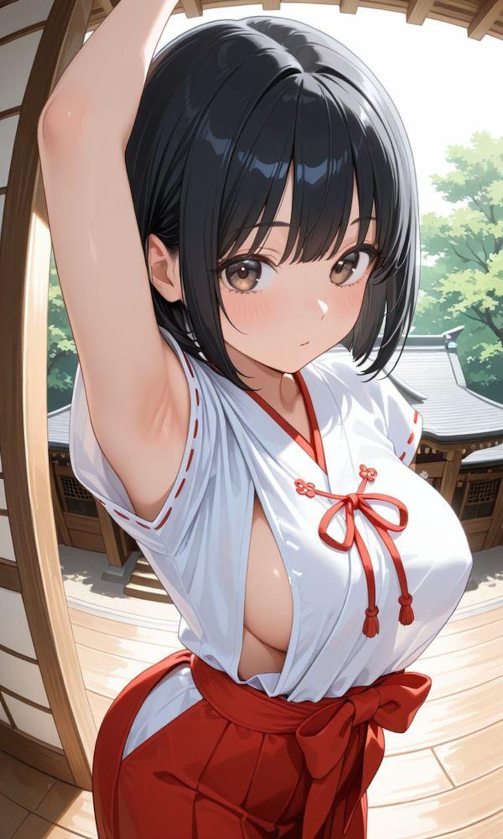 巨乳エロ巫女服ちゃん（魚眼レンズ）