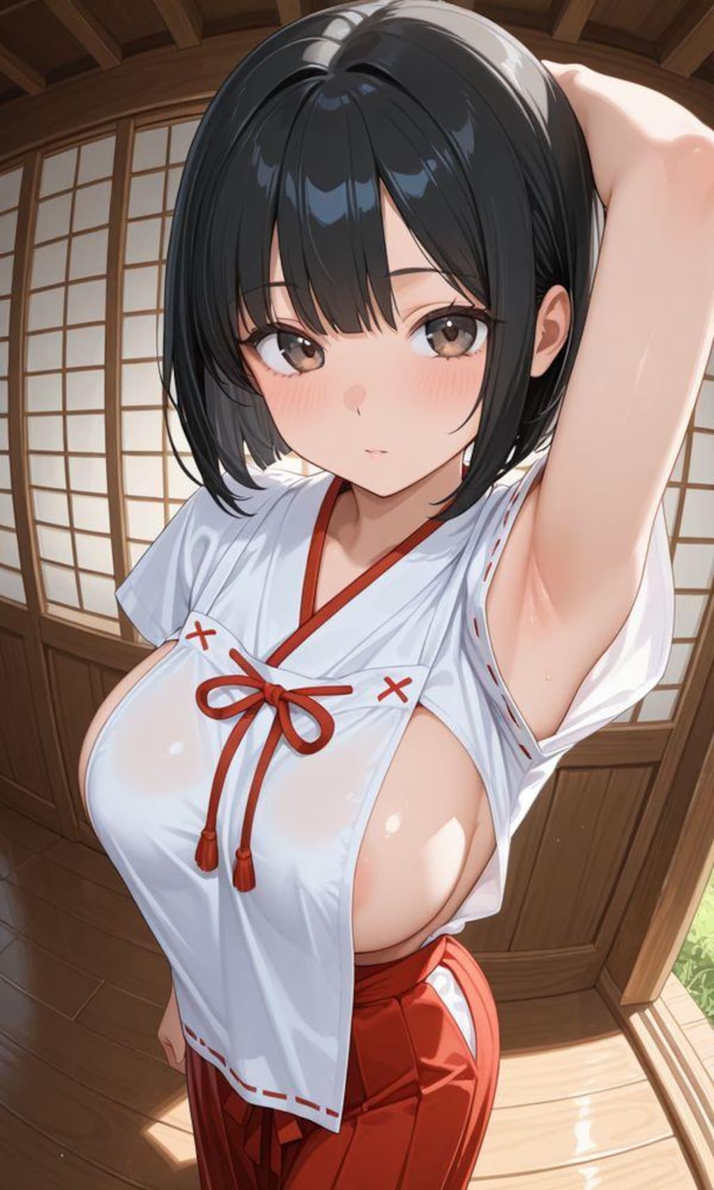 巨乳エロ巫女服ちゃん（魚眼レンズ）