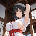 巨乳エロ巫女服ちゃん（魚眼レンズ） 3枚目