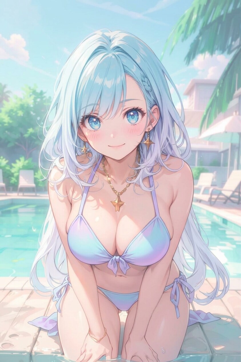 TOPAZ+αで潮音さん(パステル×水着)