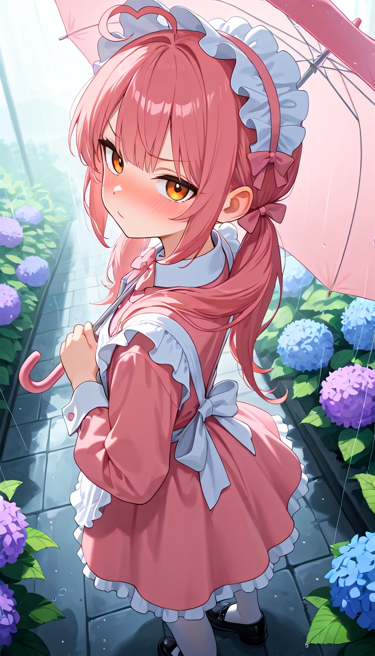 桃色髪ちゃんと紫陽花