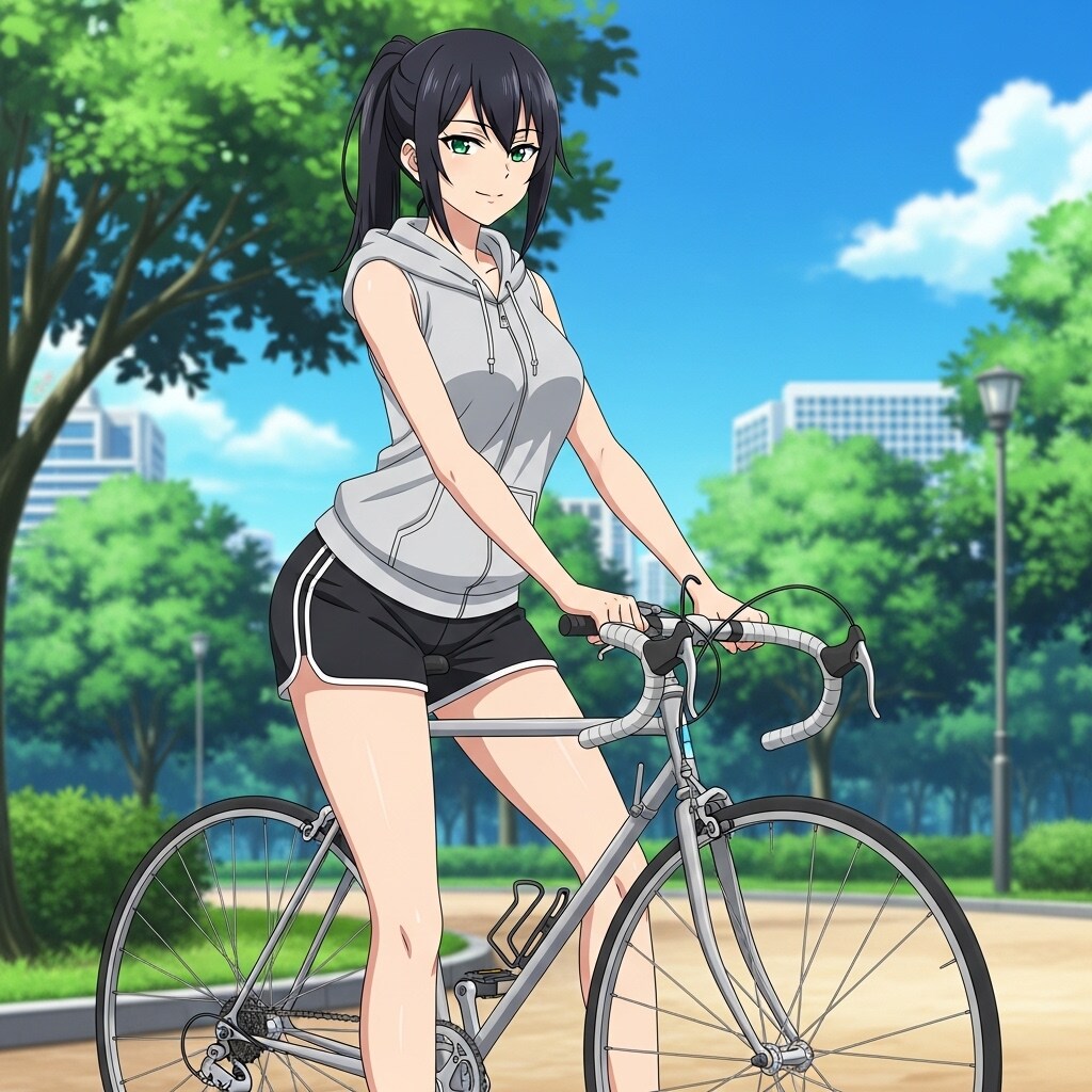 自転車に乗る 幸乃ちゃん