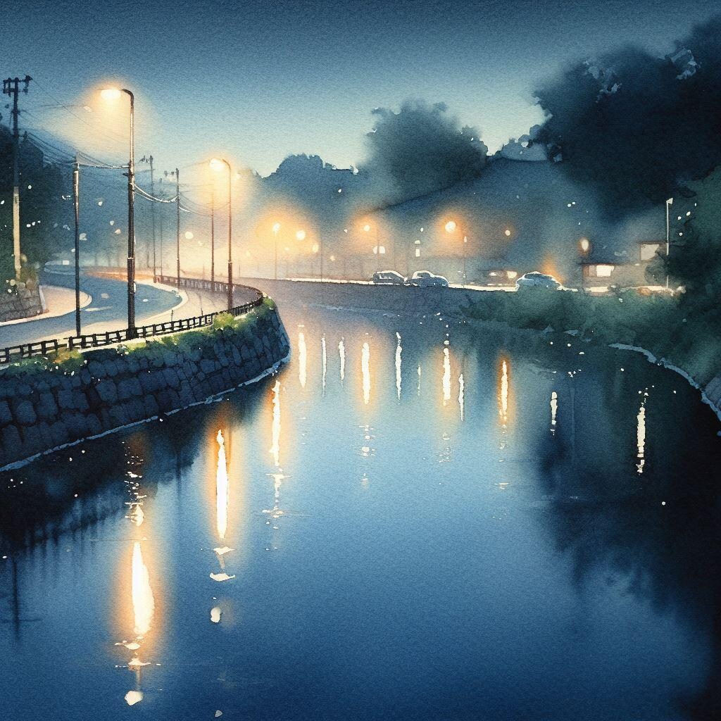 夜の河岸