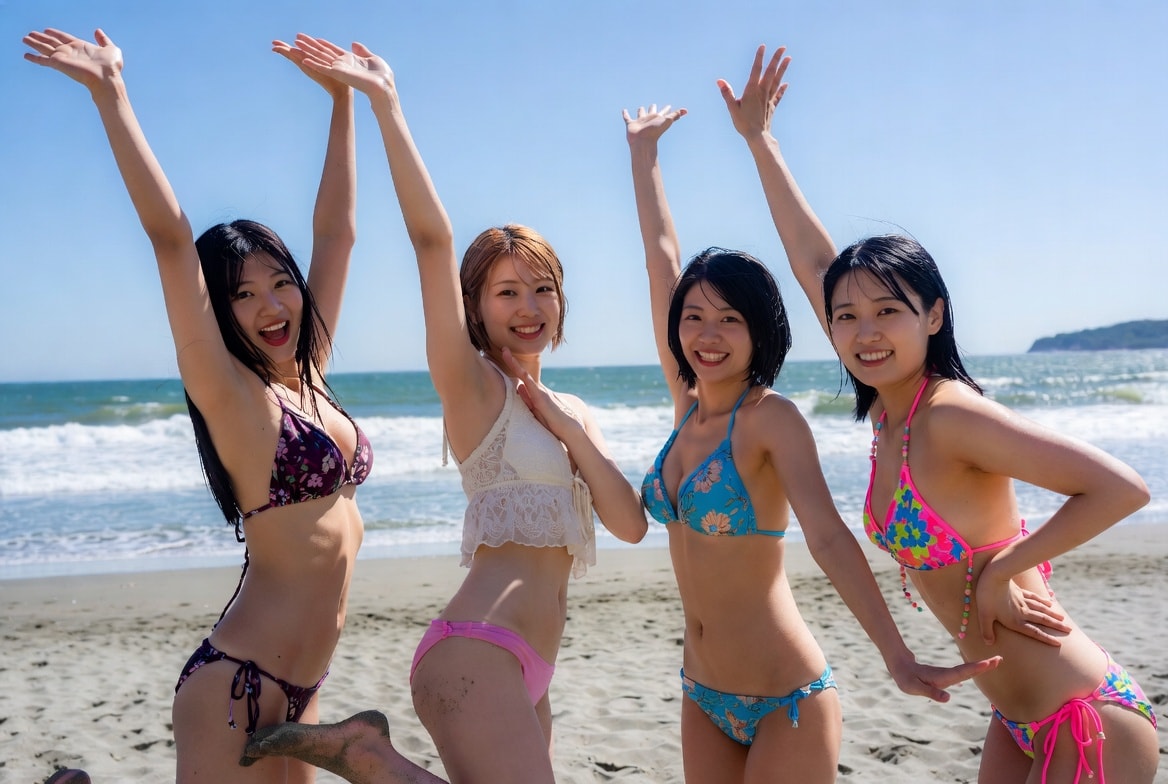 夏の海で見つけた素人