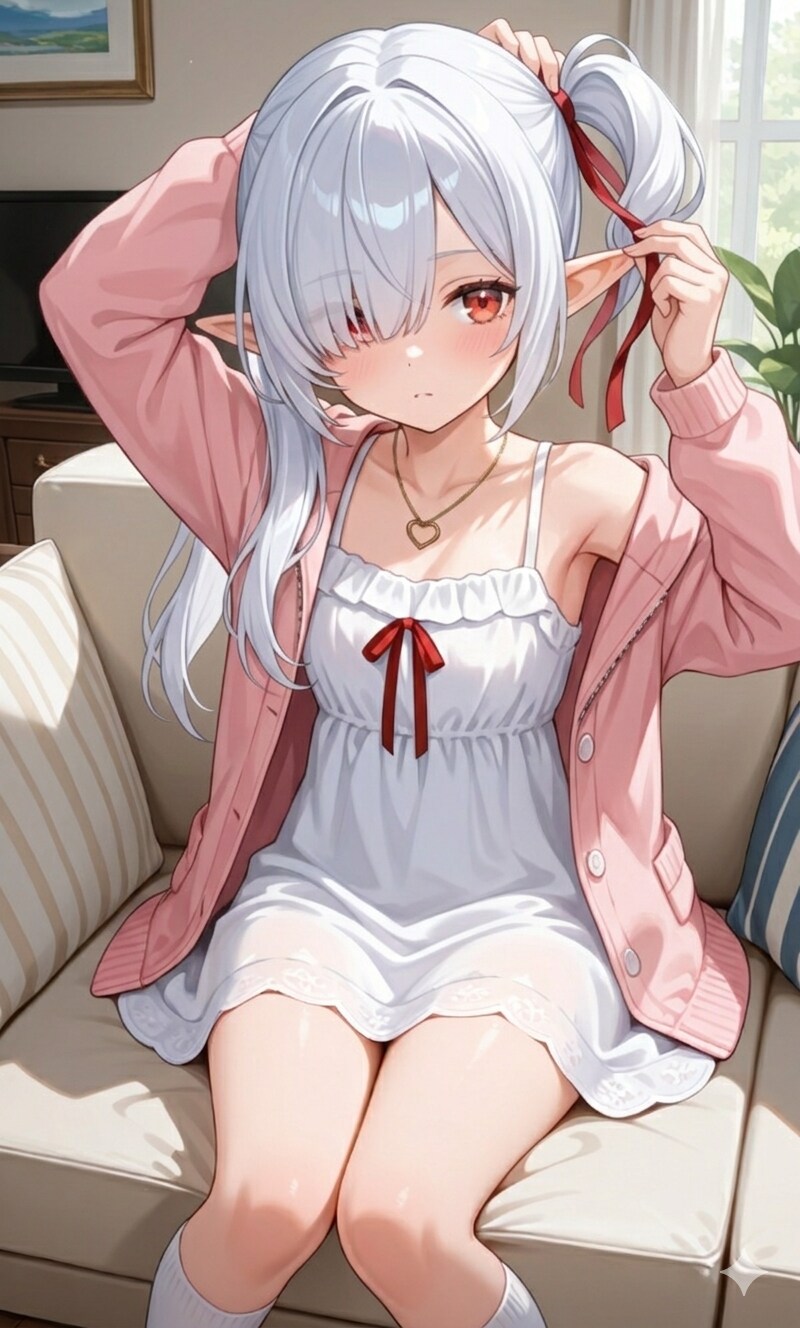 ツインテールの支度中のシロネさん