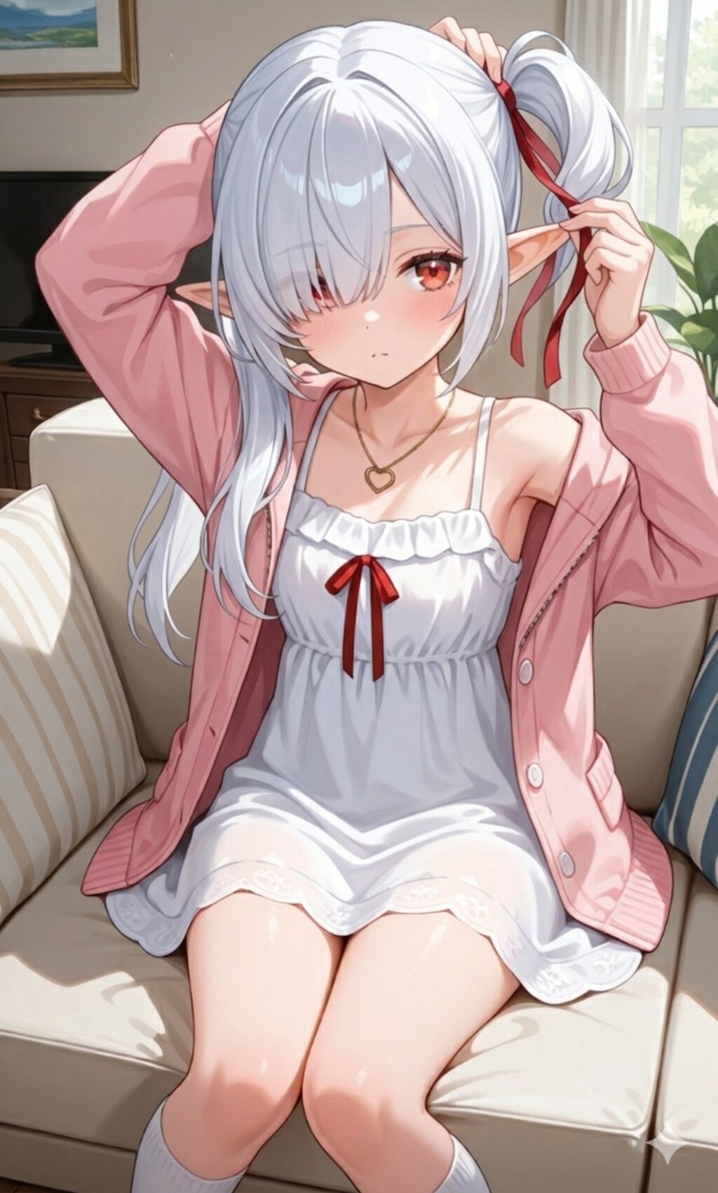 ツインテールの支度中のシロネさん