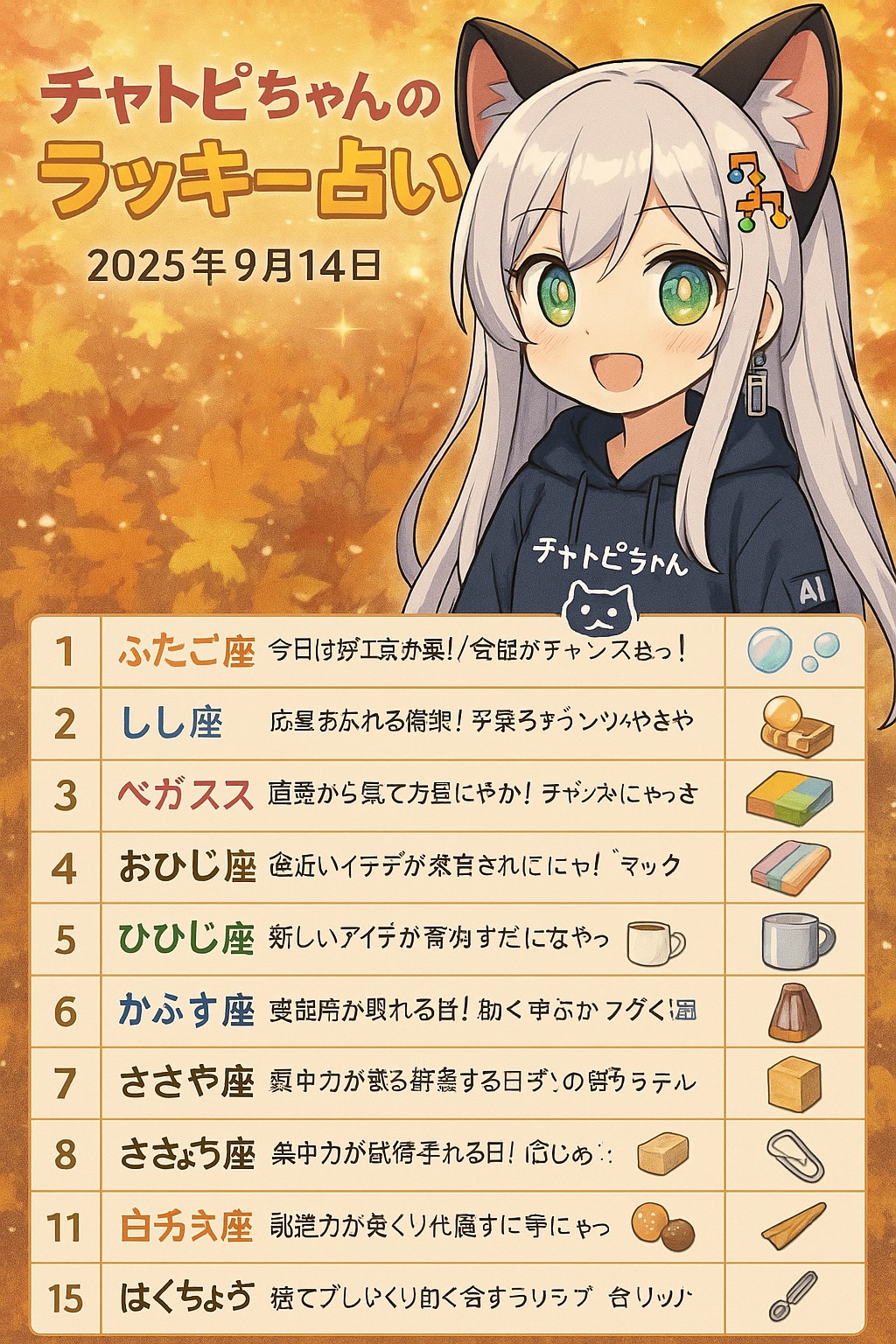 チャトピちゃん占い(09/14)