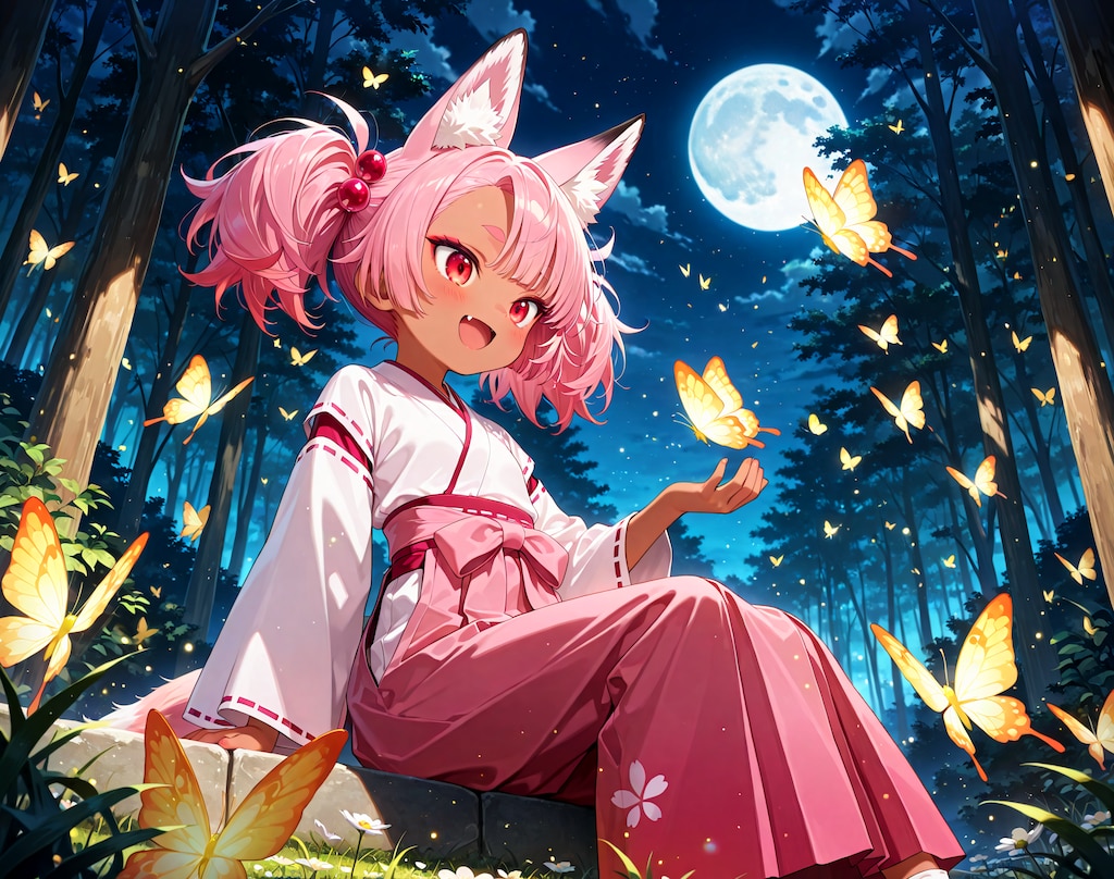 蝶々と桃狐ちゃん