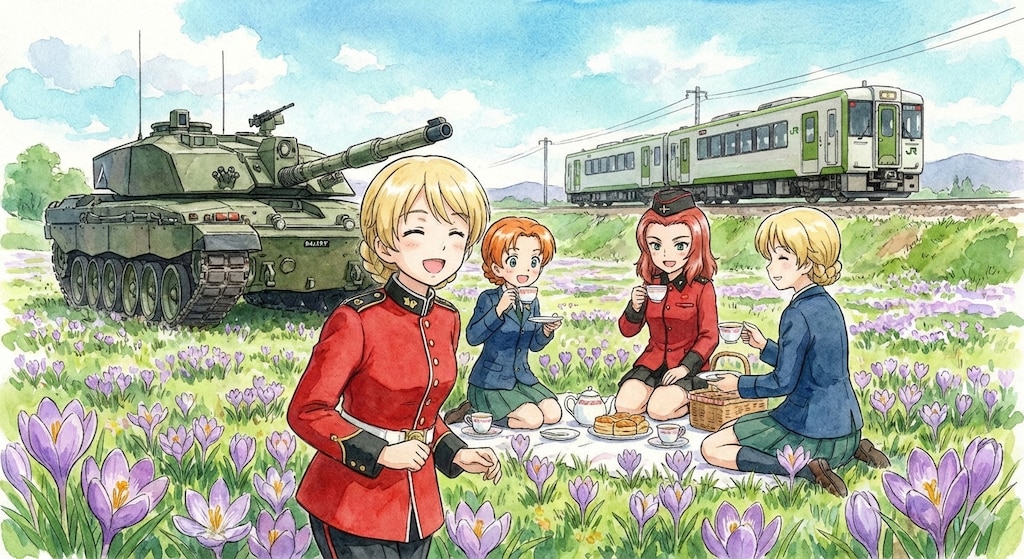 戦車がある風景（お茶会）