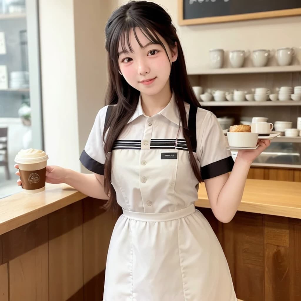 黒髪ロングでカフェの美女７９