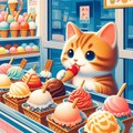 アクリル風 アイス店でアイス全種類食べる子猫 3枚目